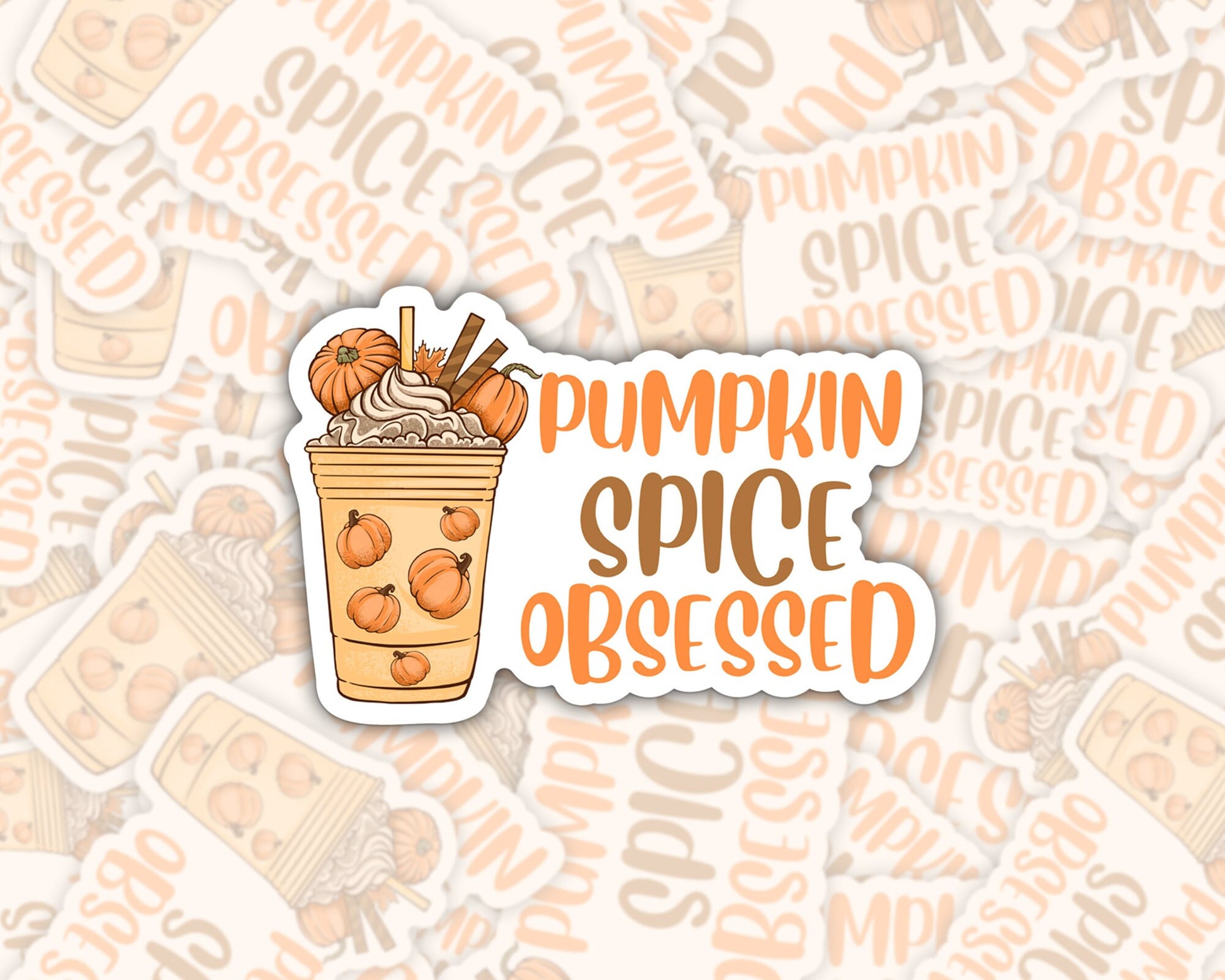 Pumpkin Spice Obsessed Iced Coffee Drink Sticker