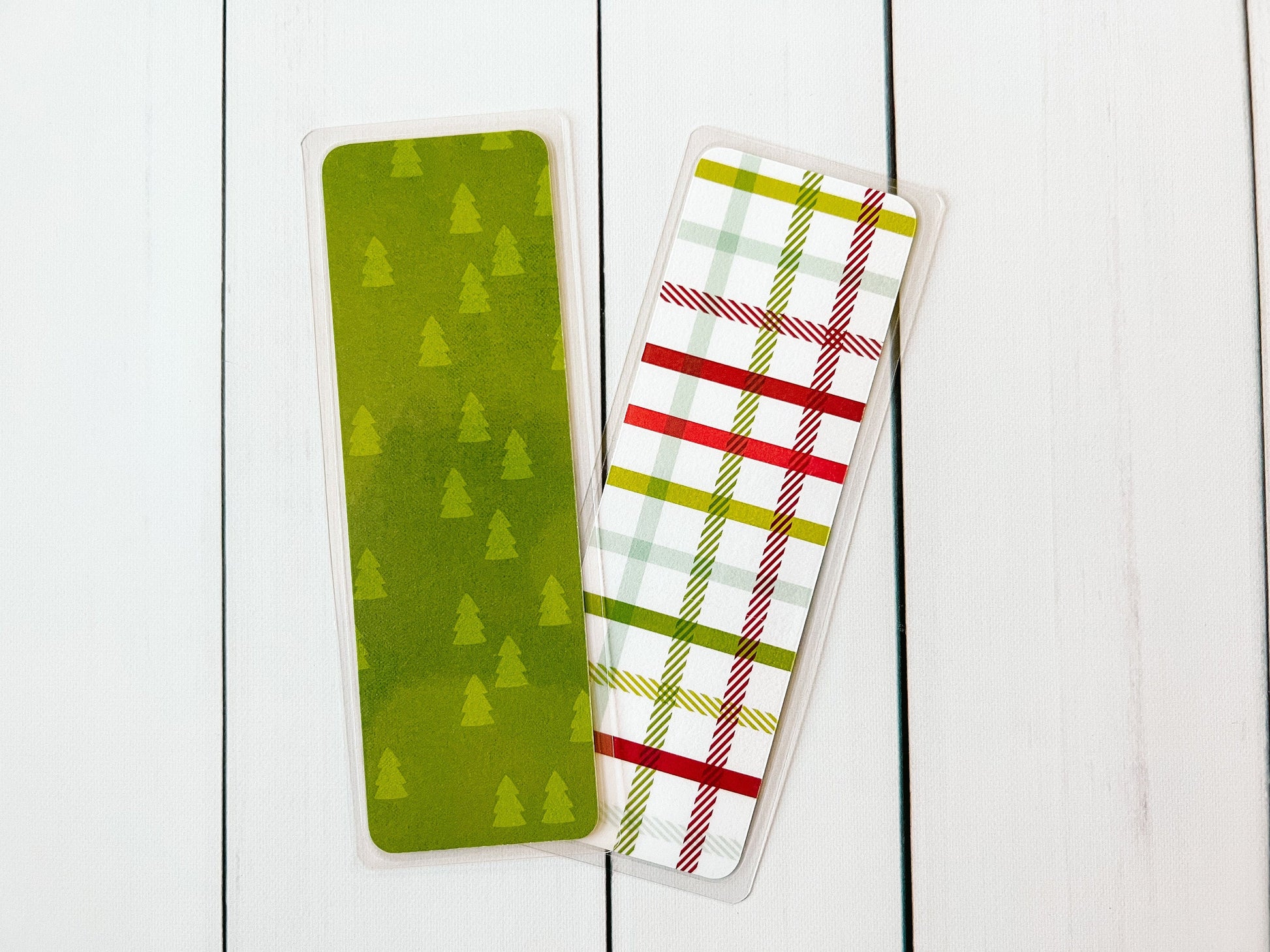 Christmas Trees and Plaid Christmas Bookmark