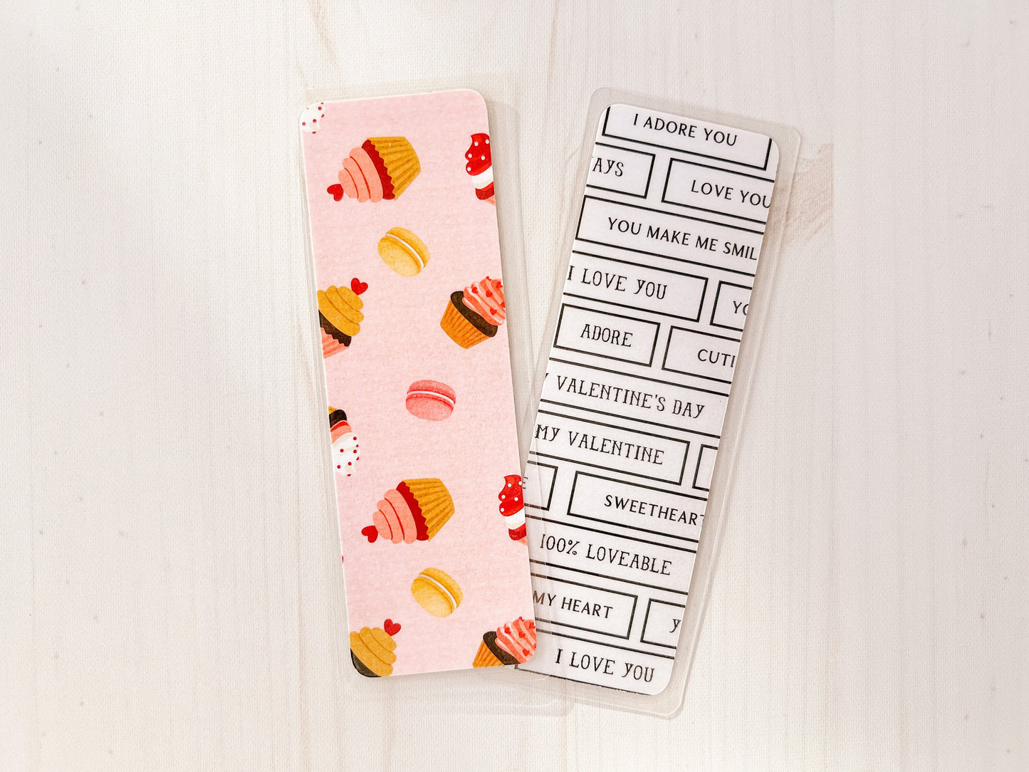 Pink Cupcakes w/ Hearts Valentine's Day Bookmarks