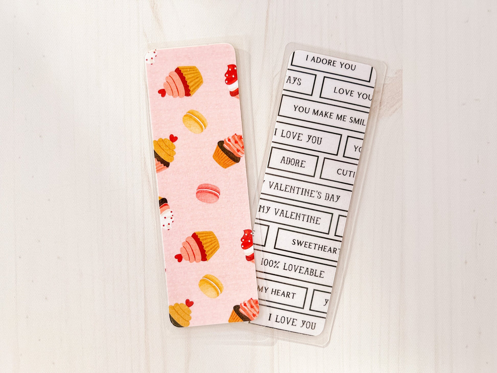 Pink Cupcakes w/ Hearts Valentine's Day Bookmarks