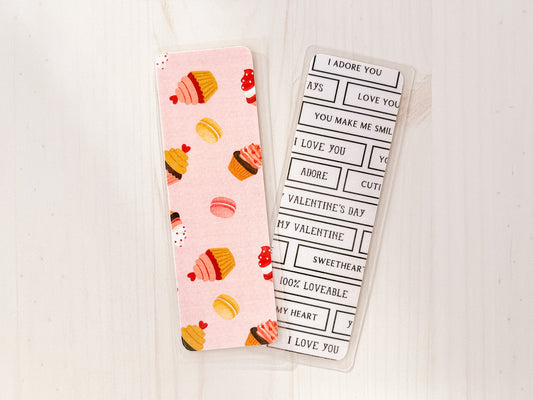 Pink Cupcakes w/ Hearts Valentine's Day Bookmarks