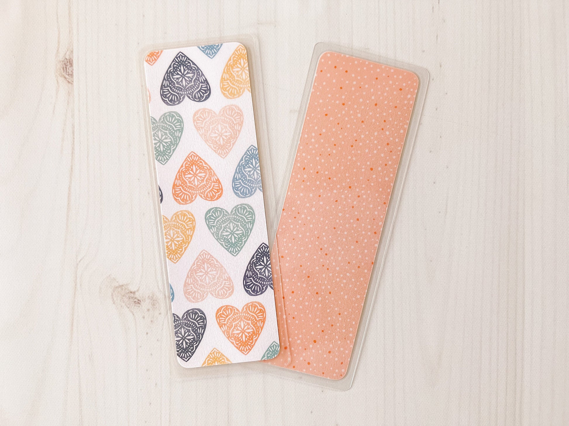 Peachy Hearts Bookmarks