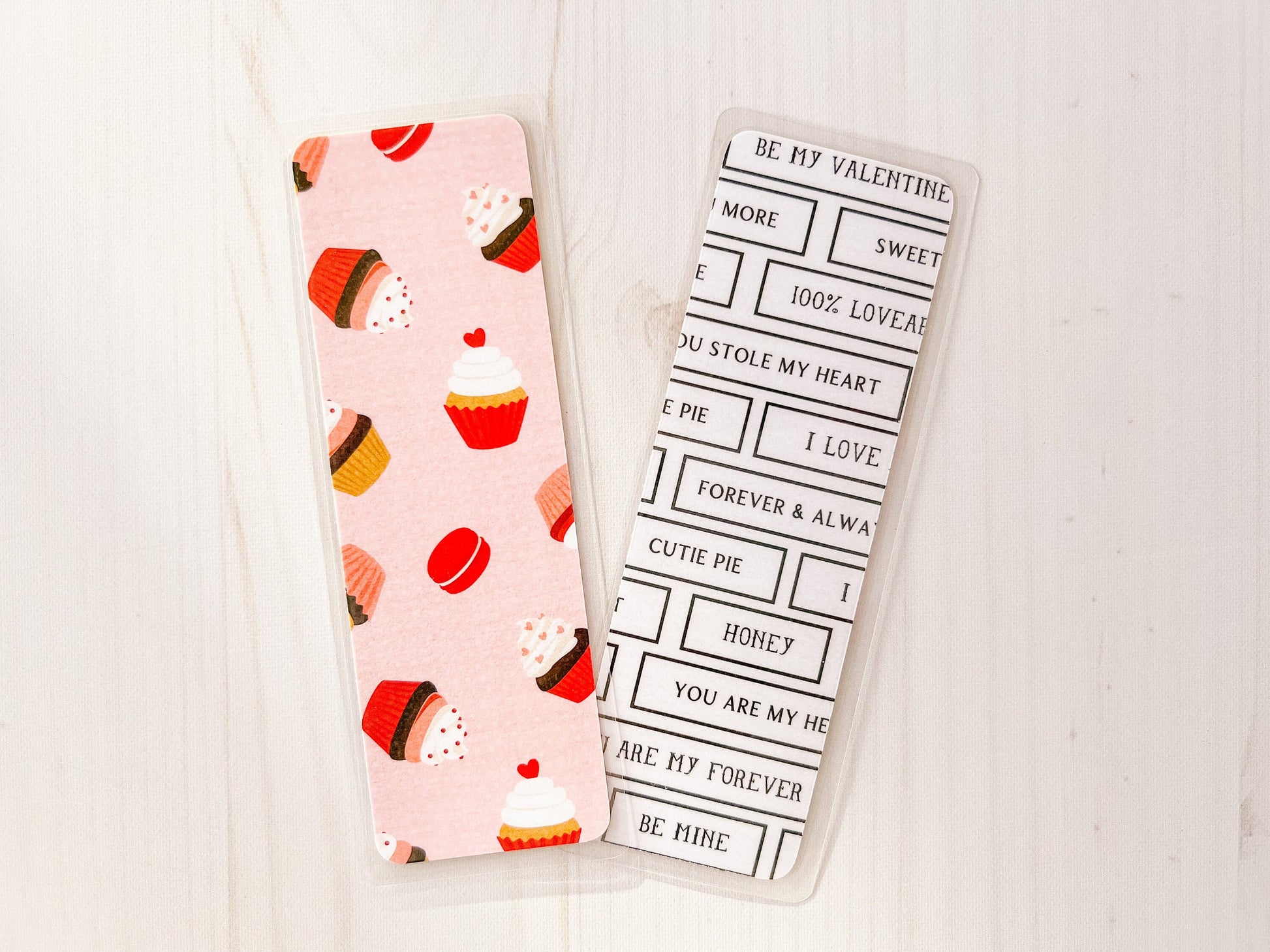 Pink Cupcakes w/ Hearts Valentine's Day Bookmarks