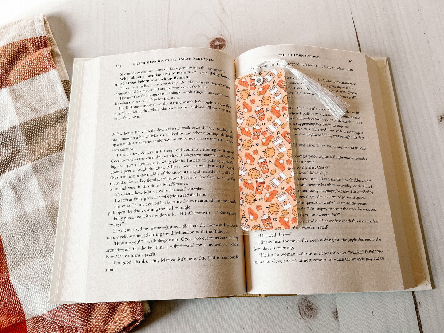 Pumpkin Spice Bookmark | Pumpkins Bookmark | Autumn Bookmark | Leaves Fall Bookmark | Bookworm Gift | Gift for Reader | Coffee Bookmark