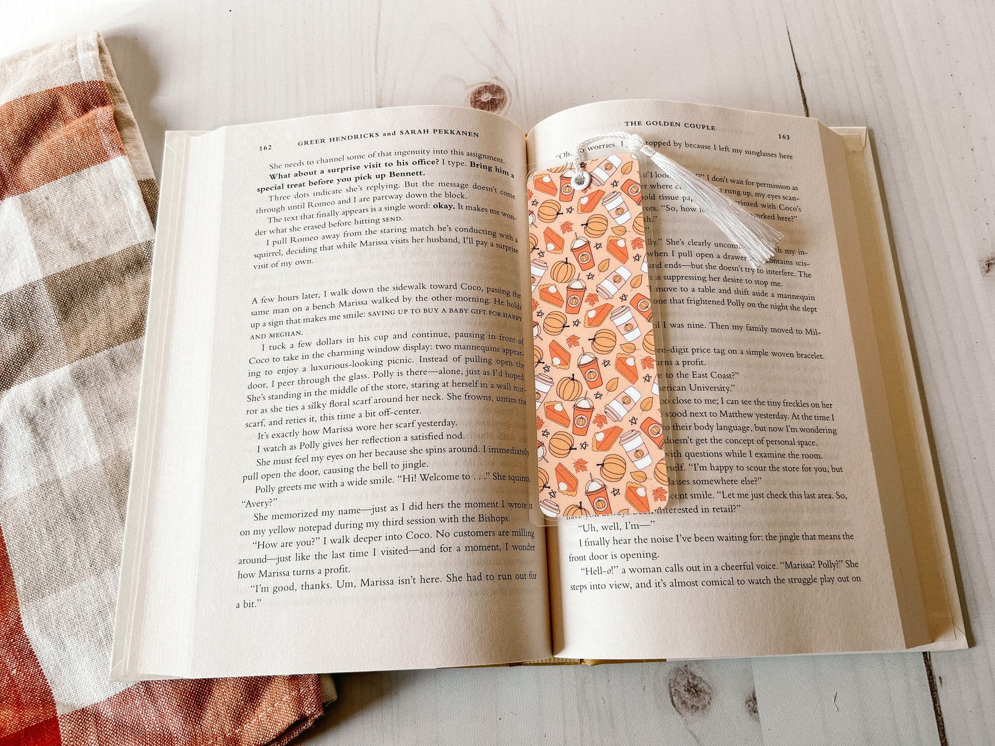 Pumpkin Spice Bookmark | Pumpkins Bookmark | Autumn Bookmark | Leaves Fall Bookmark | Bookworm Gift | Gift for Reader | Coffee Bookmark