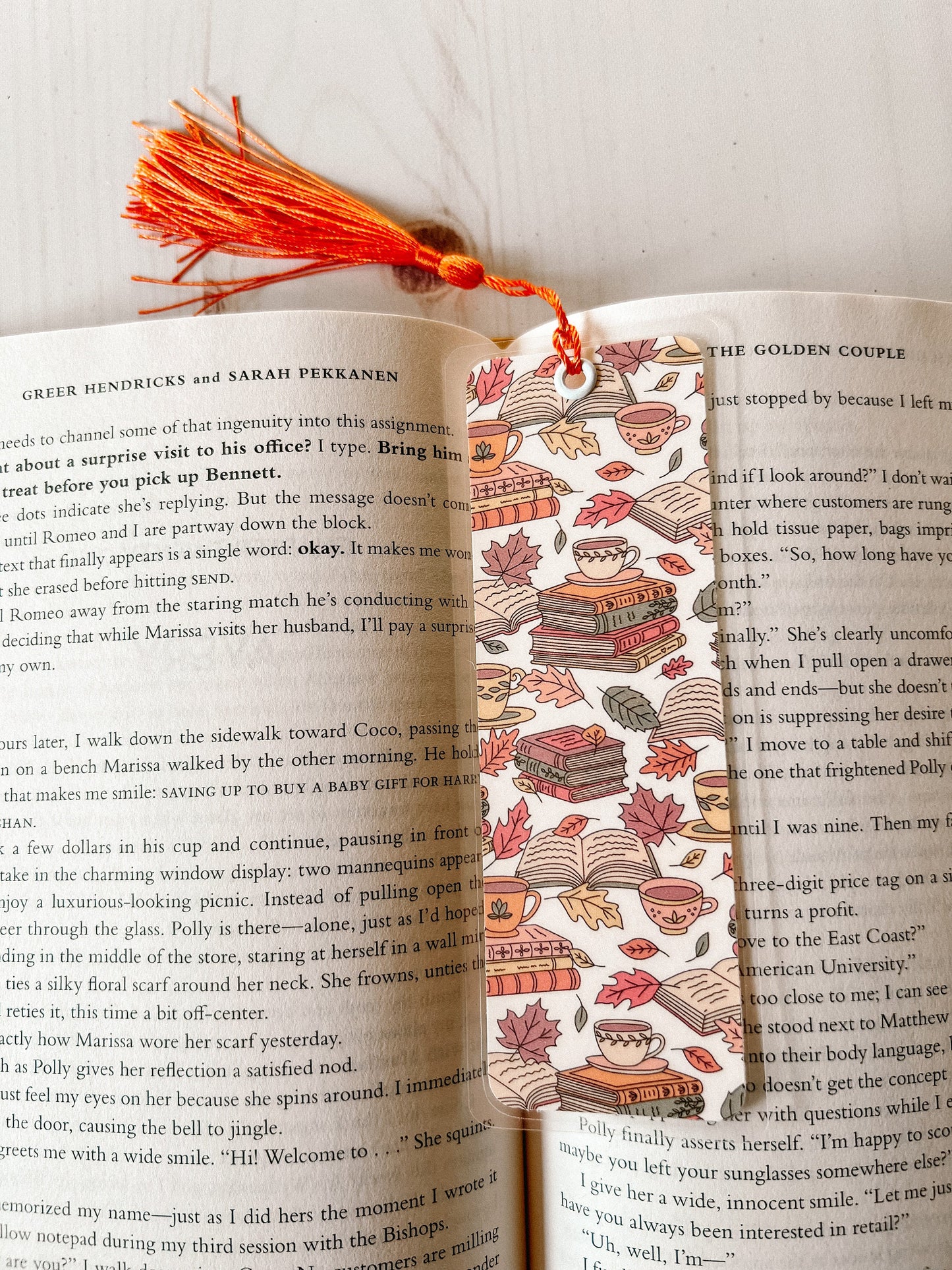 Fall Books & Reading Bookmark | Leaves Bookmark | Autumn Bookmark | Tea Bookmark | Coffee Bookmark | Bookworm Gift | Gift for Reader