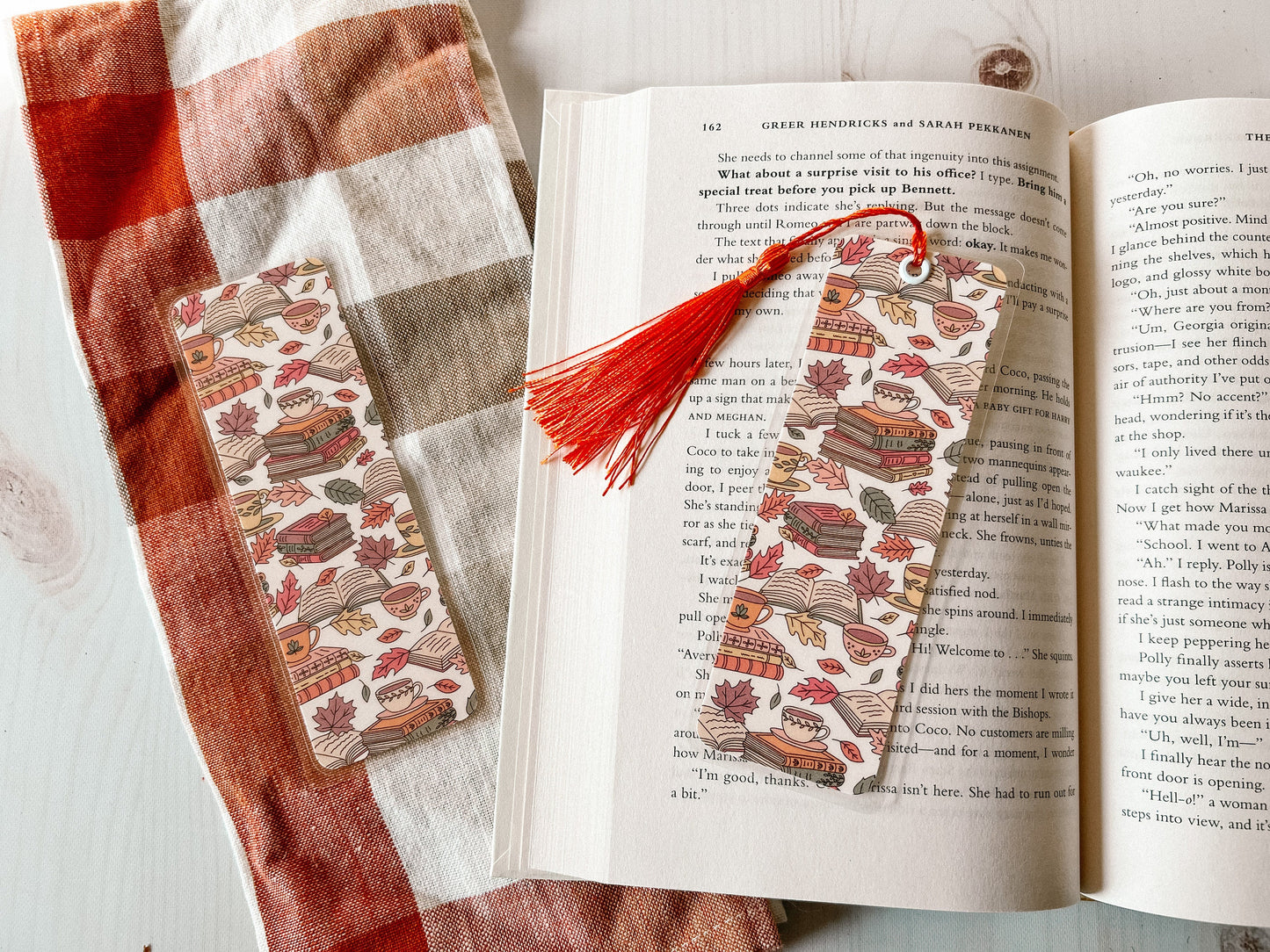 Fall Books & Reading Bookmark | Leaves Bookmark | Autumn Bookmark | Tea Bookmark | Coffee Bookmark | Bookworm Gift | Gift for Reader
