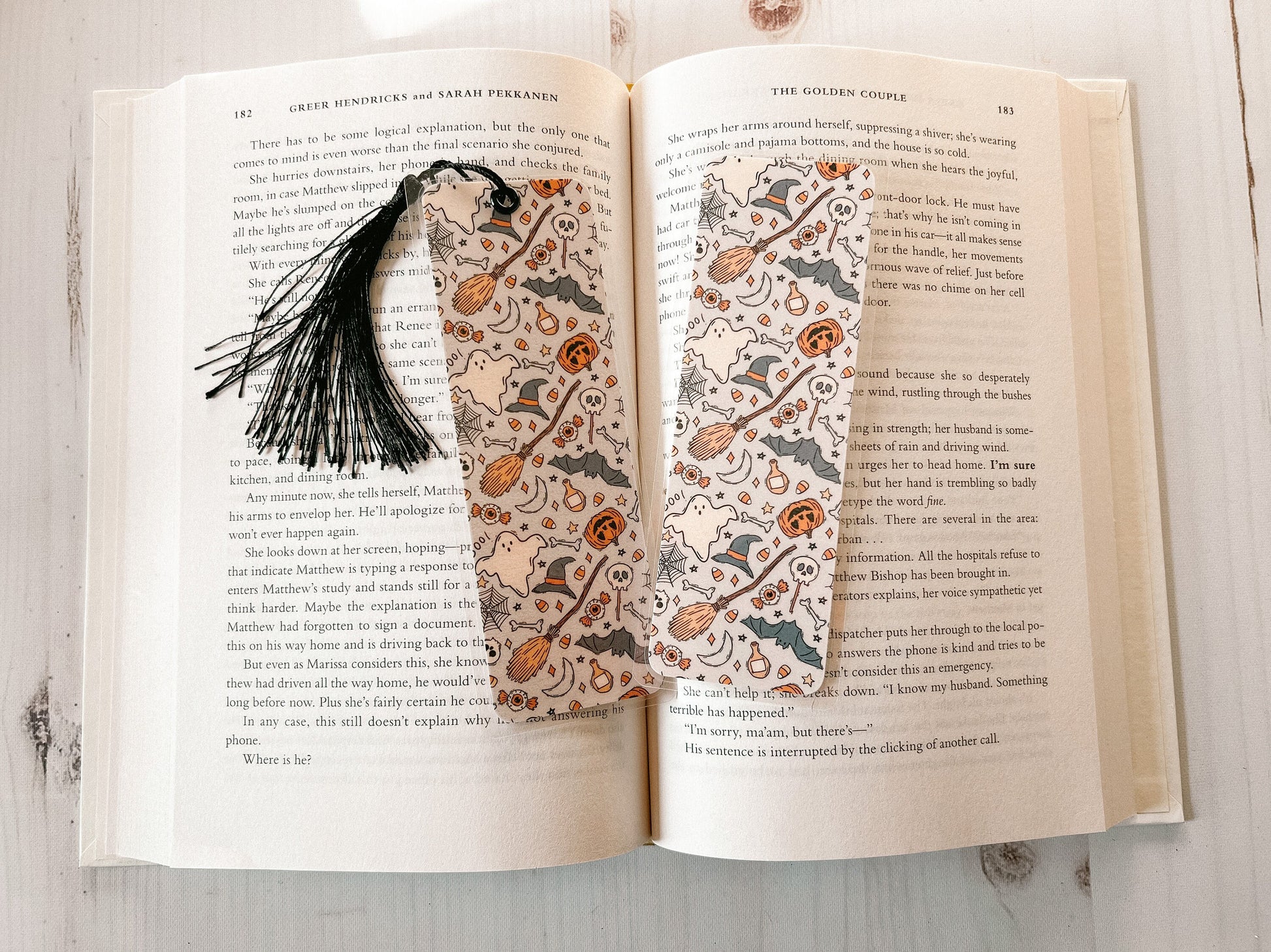 Ghosts & Witches Brooms Bookmark | Halloween Bookmark | Witch Bookmark | Fall Bookmark | Bookworm Gift | Gift for Reader | Ghost Bookmark