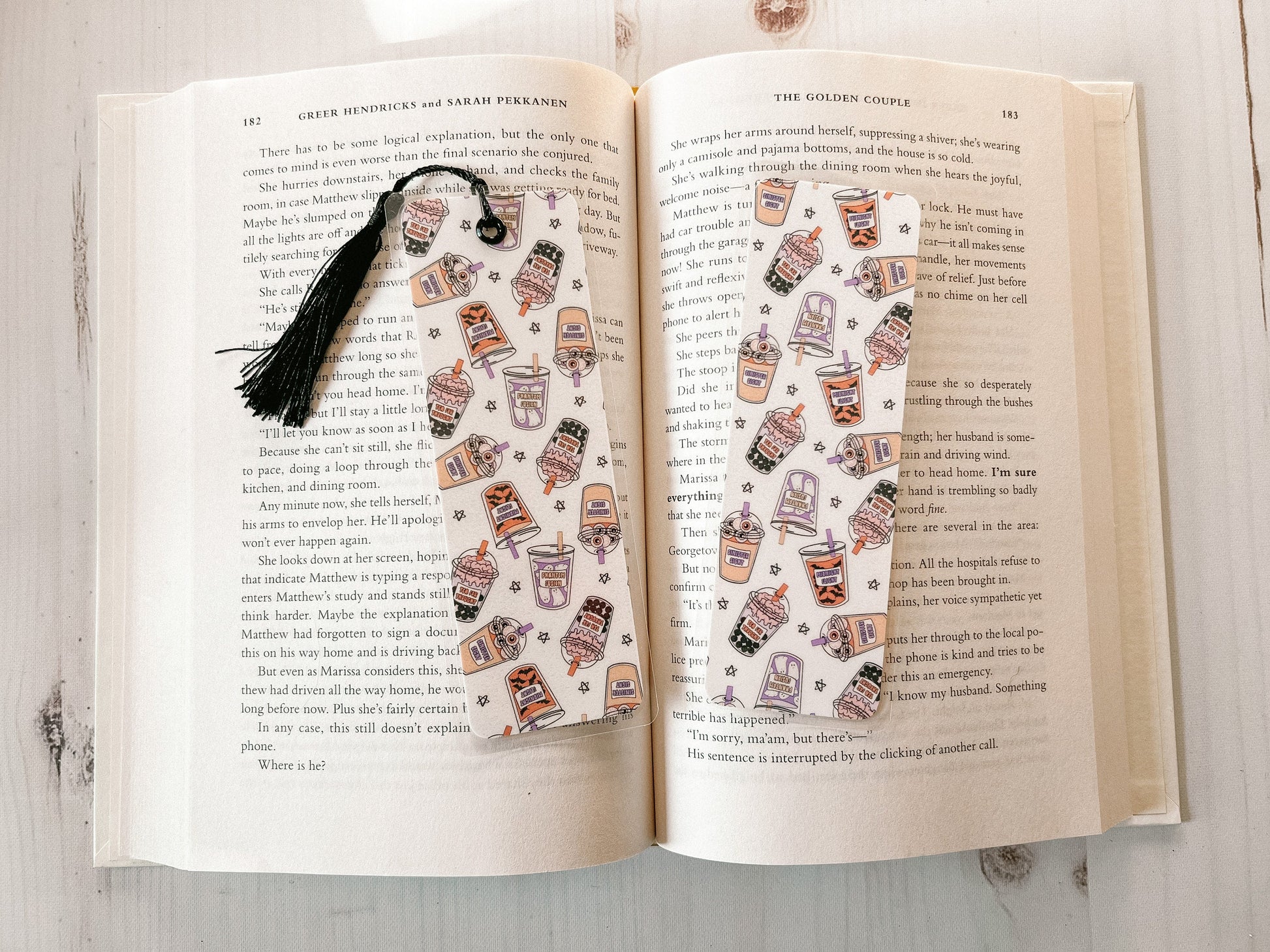 Spooky Iced Coffee & Tea Bookmark | Halloween Bookmark | Tea Bookmark | Fall Bookmark | Bookworm Gift | Gift for Reader | Coffee Bookmark