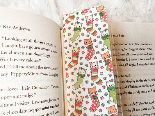 Cats in Stockings Bookmark | Christmas Bookmark | Holiday Bookmark | Bookworm Gift | Gift for Reader | Winter Bookmark | Cat Bookmark