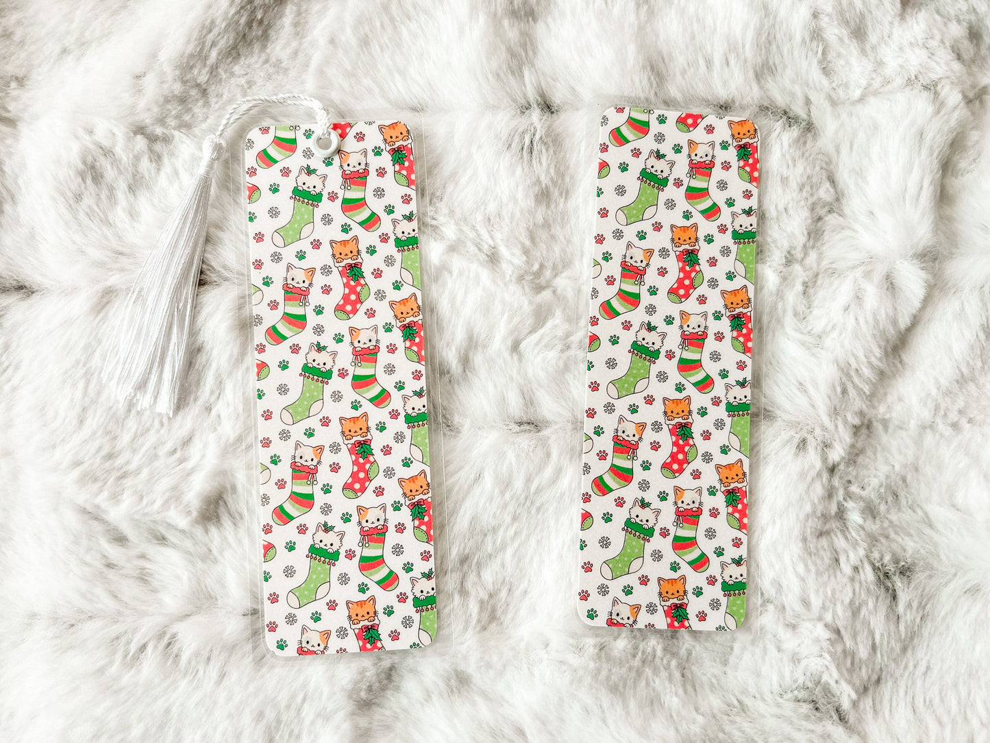Cats in Stockings Bookmark | Christmas Bookmark | Holiday Bookmark | Bookworm Gift | Gift for Reader | Winter Bookmark | Cat Bookmark