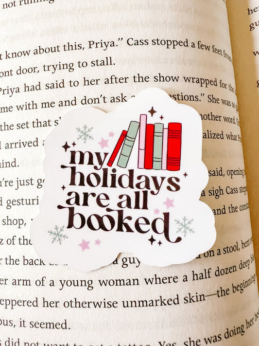 Holidays are Booked Christmas Sticker | Reader Sticker | Cute Sticker | Sticker for E-Reader | Book Lover Sticker | Bookworm Sticker