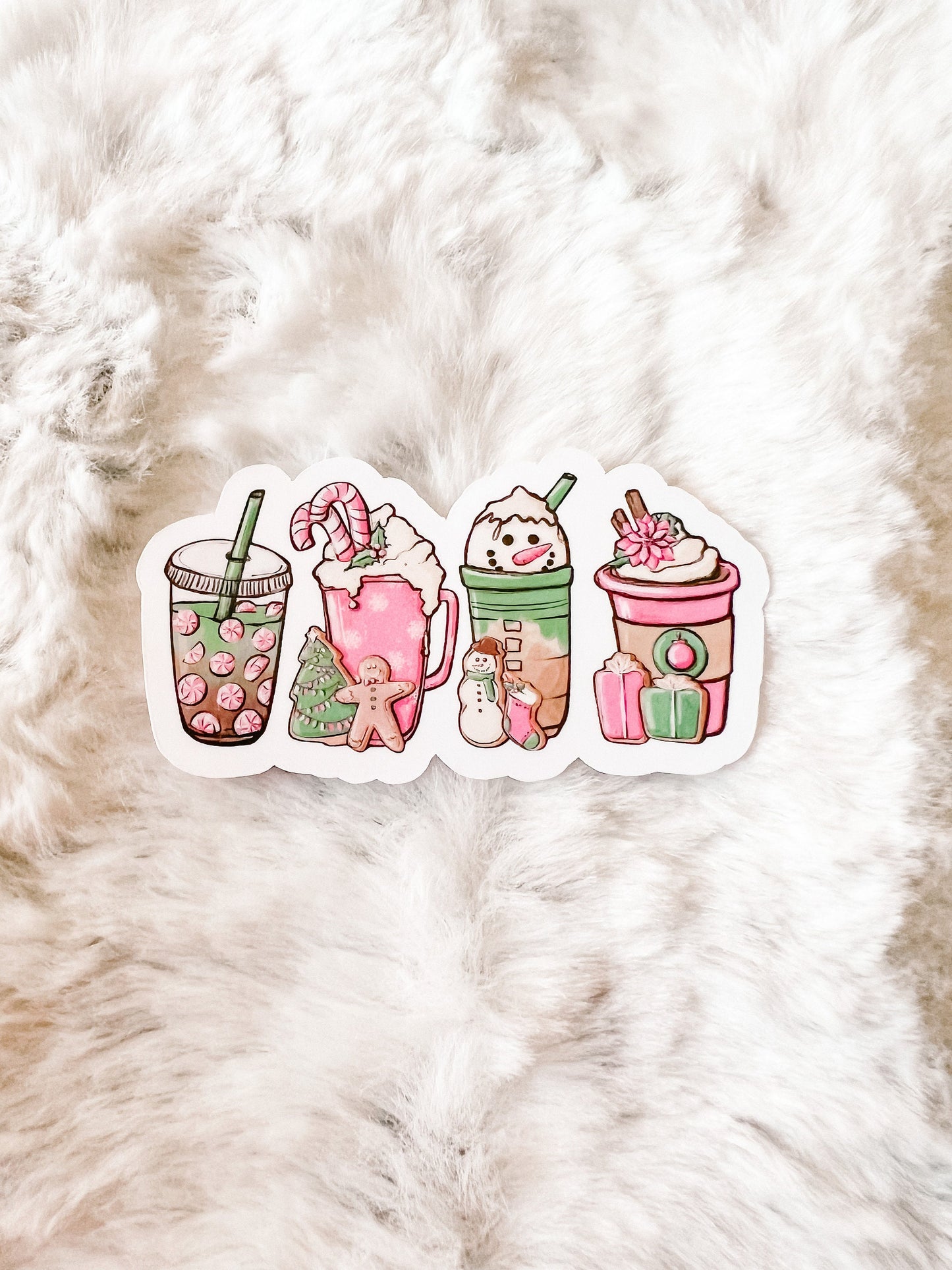 Pink Christmas Coffee Sticker | Book Sticker | Reader Sticker | Cute Sticker | Sticker for E-Reader | Book Lover Sticker
