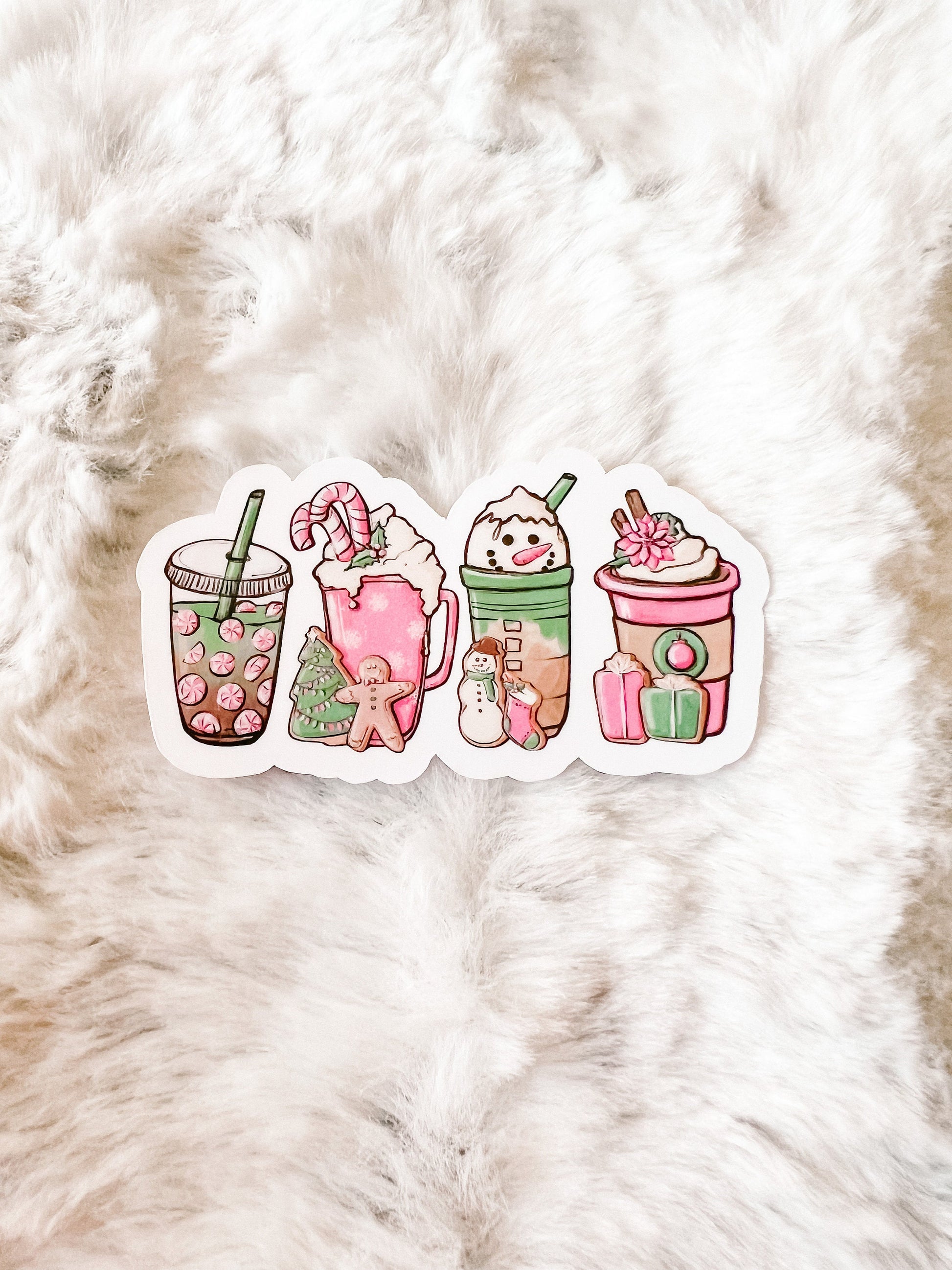 Pink Christmas Coffee Sticker | Book Sticker | Reader Sticker | Cute Sticker | Sticker for E-Reader | Book Lover Sticker
