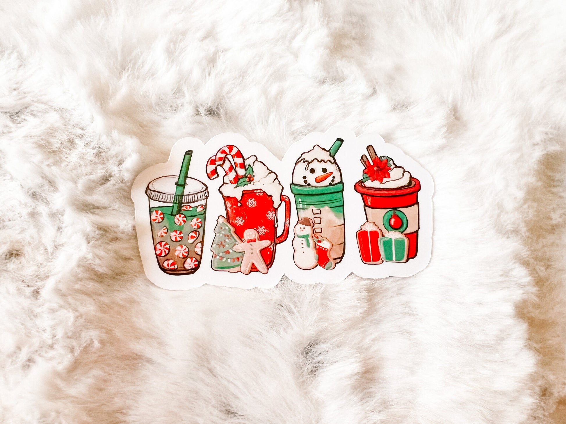 Red & Green Christmas Coffee Sticker | Book Sticker | Reader Sticker | Cute Sticker | Sticker for E-Reader | Book Lover Sticker