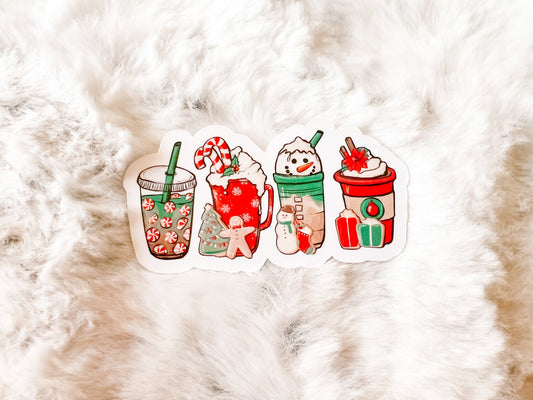 Red & Green Christmas Coffee Sticker | Book Sticker | Reader Sticker | Cute Sticker | Sticker for E-Reader | Book Lover Sticker