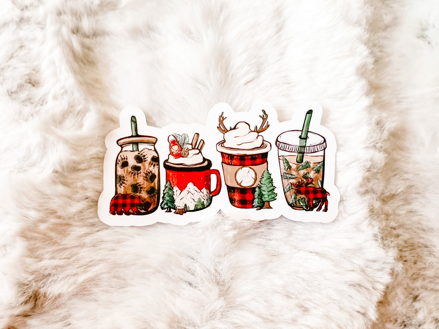 Buffalo Plaid Christmas Coffee Sticker | Book Sticker | Reader Sticker | Cute Sticker | Sticker for E-Reader | Book Lover Sticker