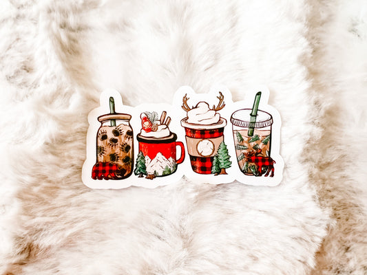 Buffalo Plaid Christmas Coffee Sticker | Book Sticker | Reader Sticker | Cute Sticker | Sticker for E-Reader | Book Lover Sticker