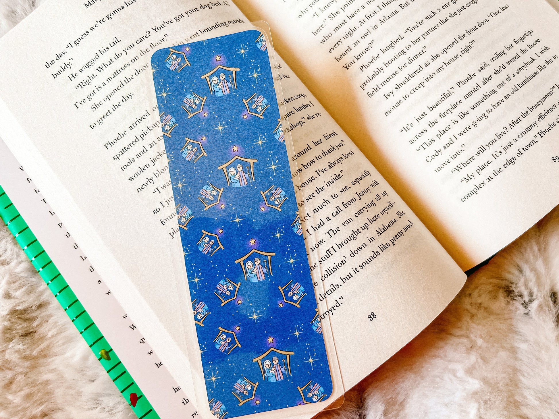 Blue Nativity Christmas Bookmark | Christmas Bookmark | Christian Bookmark | Bookworm Gift | Bookmark for Bible | Stocking Stuffer