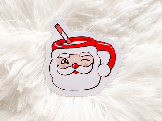 Santa Mug Christmas Sticker | Reader Sticker | Cute Sticker | Sticker for E-Reader | Book Lover Sticker | Bookworm Sticker