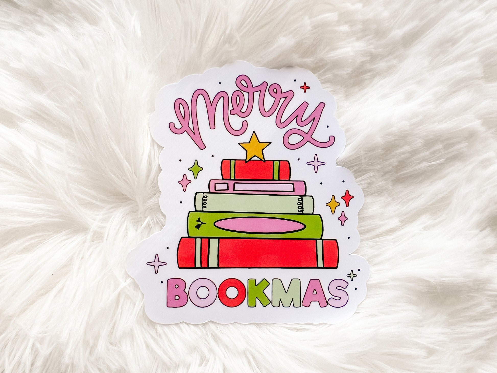 Merry Bookmas Christmas Sticker | Reader Sticker | Cute Sticker | Sticker for E-Reader | Book Lover Sticker | Bookworm Sticker