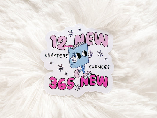 New Chapters Book New Year's Sticker | Reader Sticker | Cute Sticker | Sticker for E-Reader | Book Lover Sticker | Bookworm Sticker