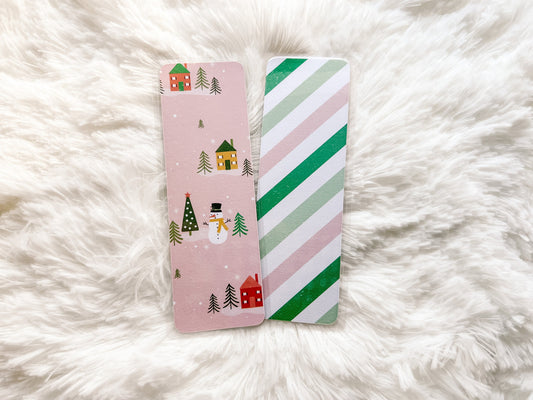Pink Snowmen Bookmark | Christmas Trees Bookmark | Christmas Bookmark | Winter Bookmark | Gift for Reader | Christmas Cookie Bookmark