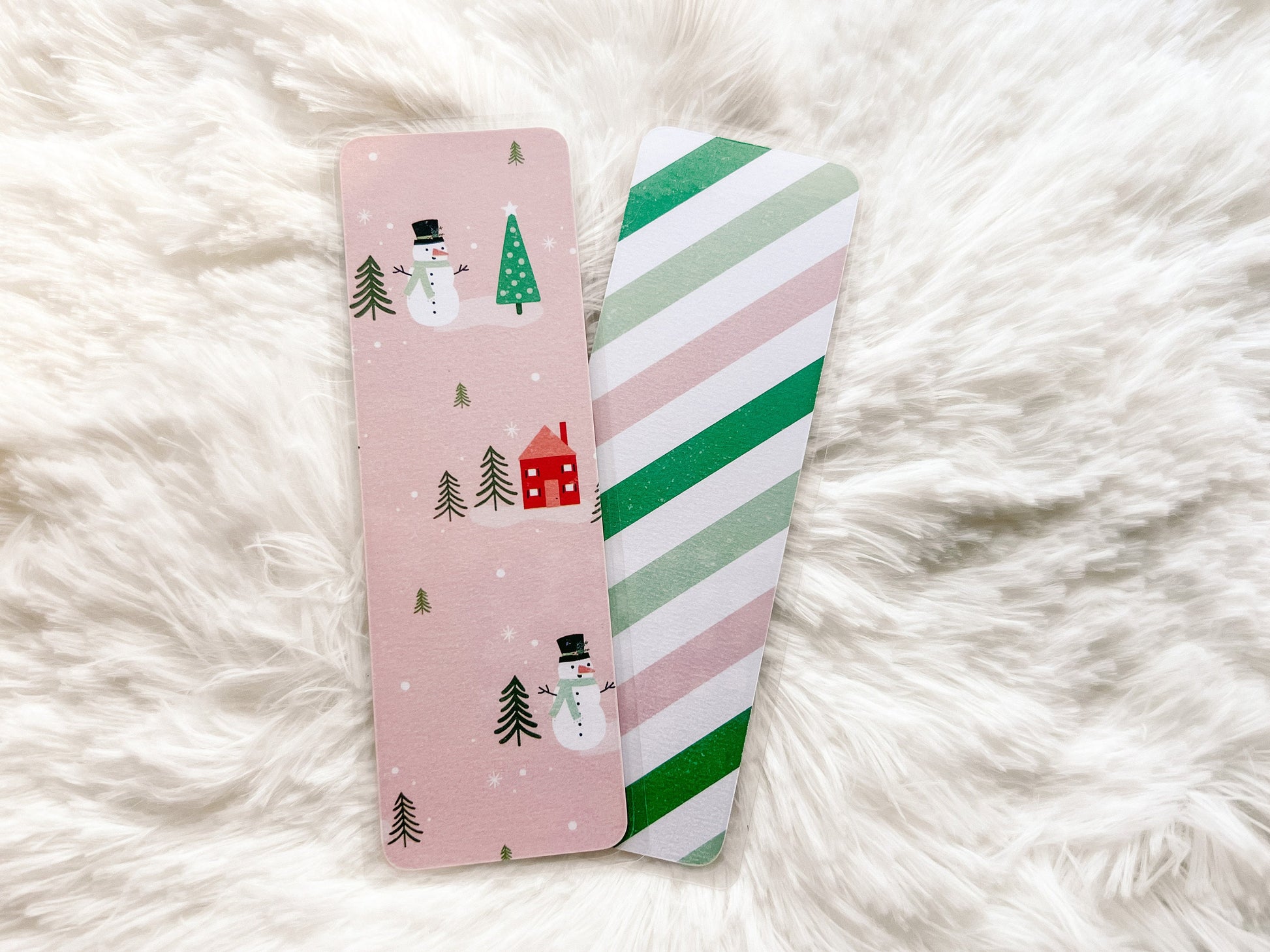 Pink Snowmen Bookmark | Christmas Trees Bookmark | Christmas Bookmark | Winter Bookmark | Gift for Reader | Christmas Cookie Bookmark