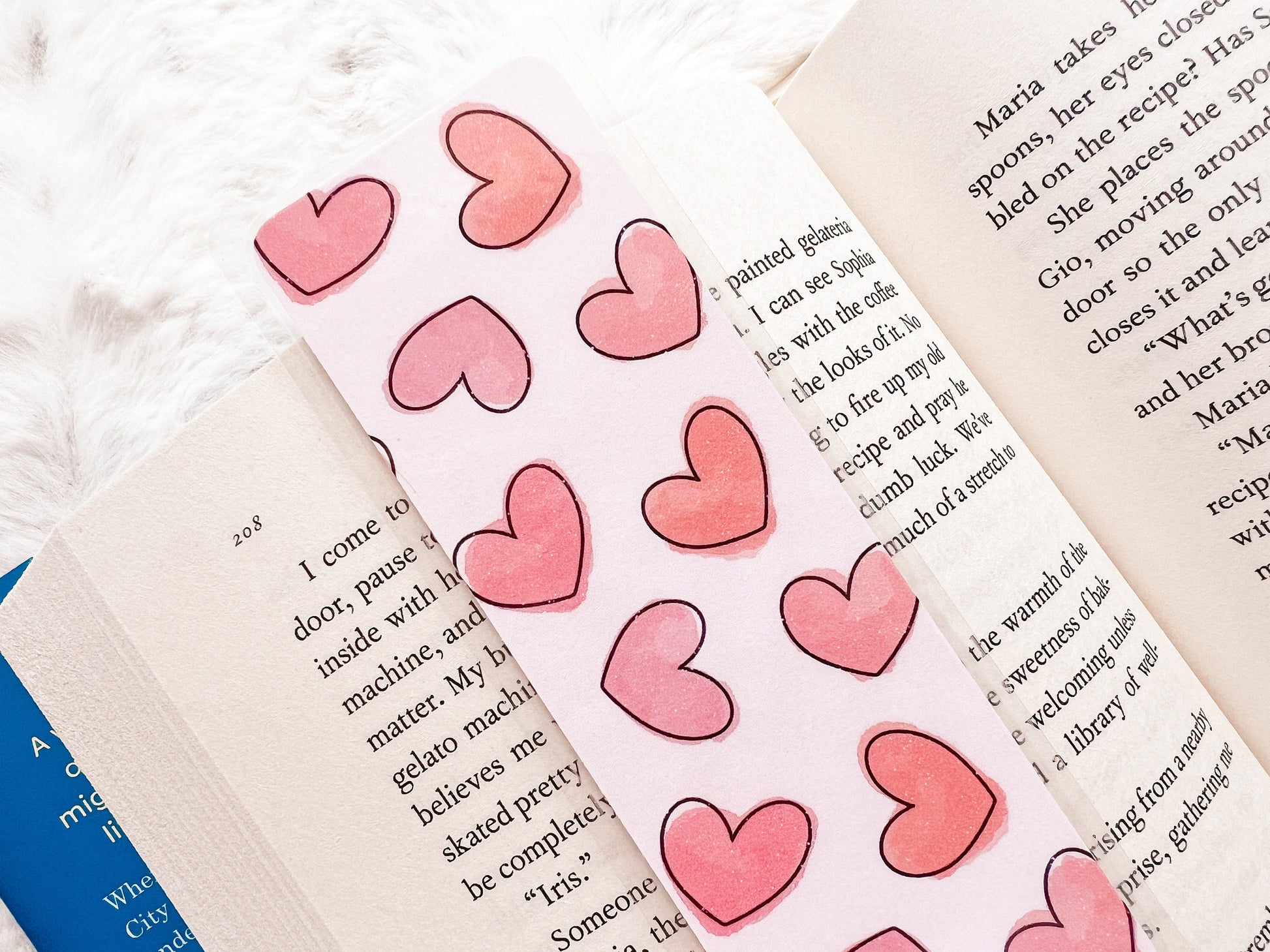 Pink Watercolor Hearts Bookmark | Valentine's Day Bookmark | Love Bookmark | Heart Bookmark | Bookworm Gift | Book Lover