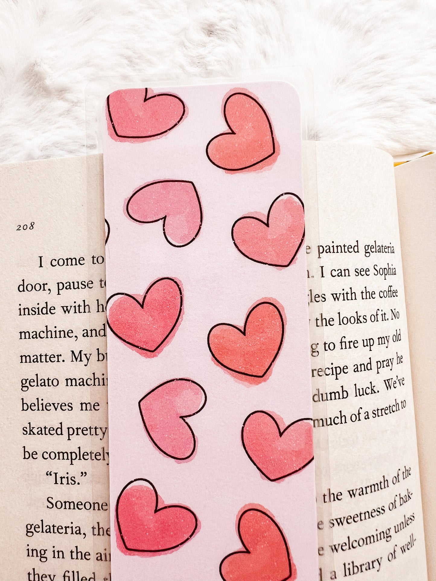 Pink Watercolor Hearts Bookmark | Valentine's Day Bookmark | Love Bookmark | Heart Bookmark | Bookworm Gift | Book Lover