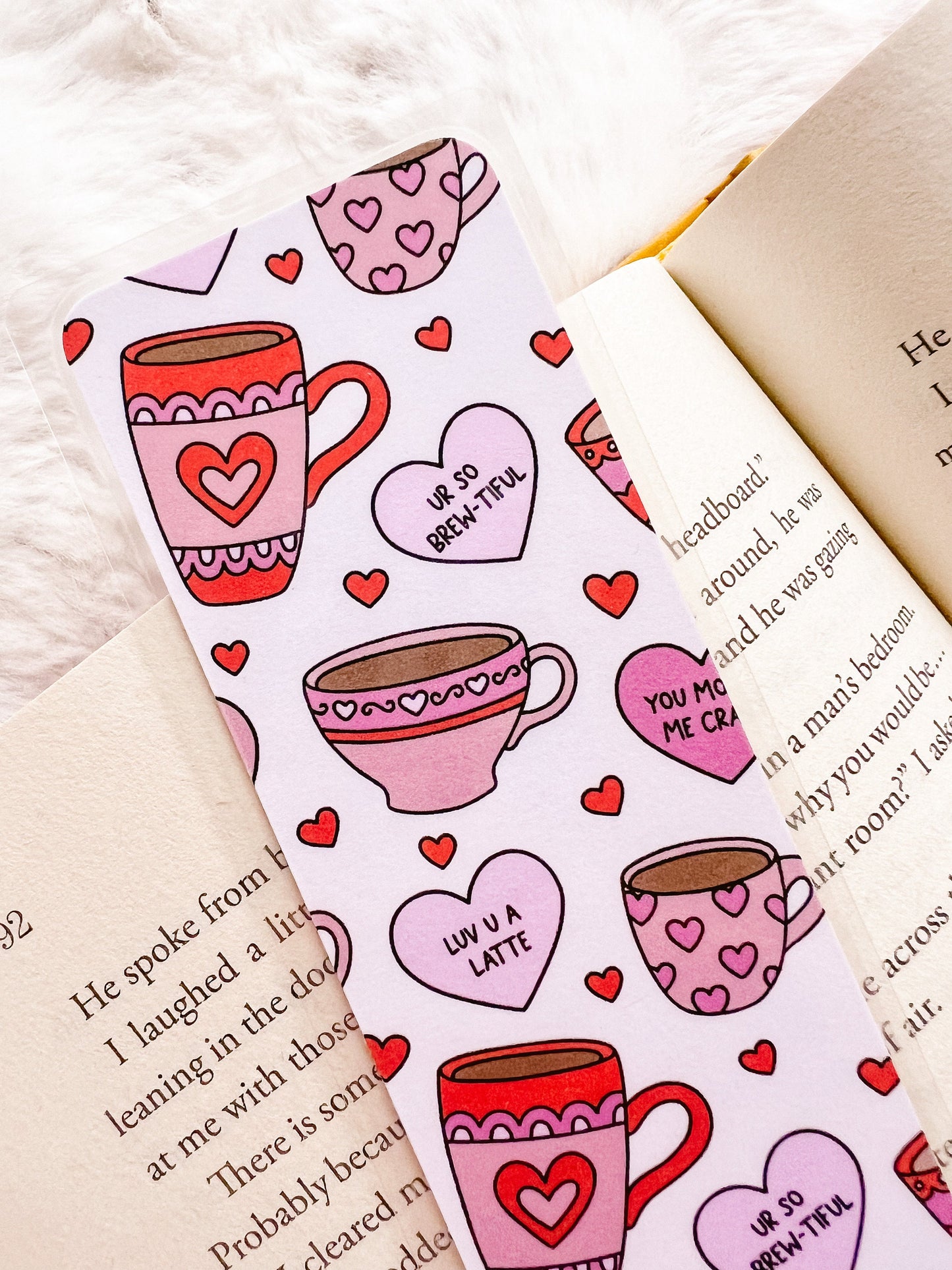 Coffee Valentine's Bookmark | Valentine's Day Bookmark | Love Bookmark | Heart Bookmark | Bookworm Gift | Book Lover | Latte Bookmark