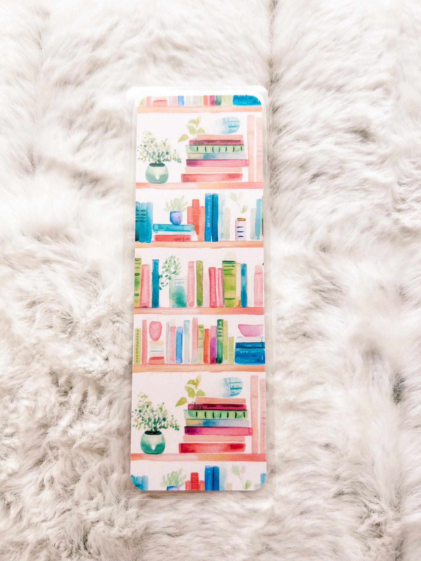 Bookshelf Books & Plants Bookmark | Book Lovers Bookmark | Laminated Bookmark | Bookworm Gift | Gift for Reader | Librarian Gift