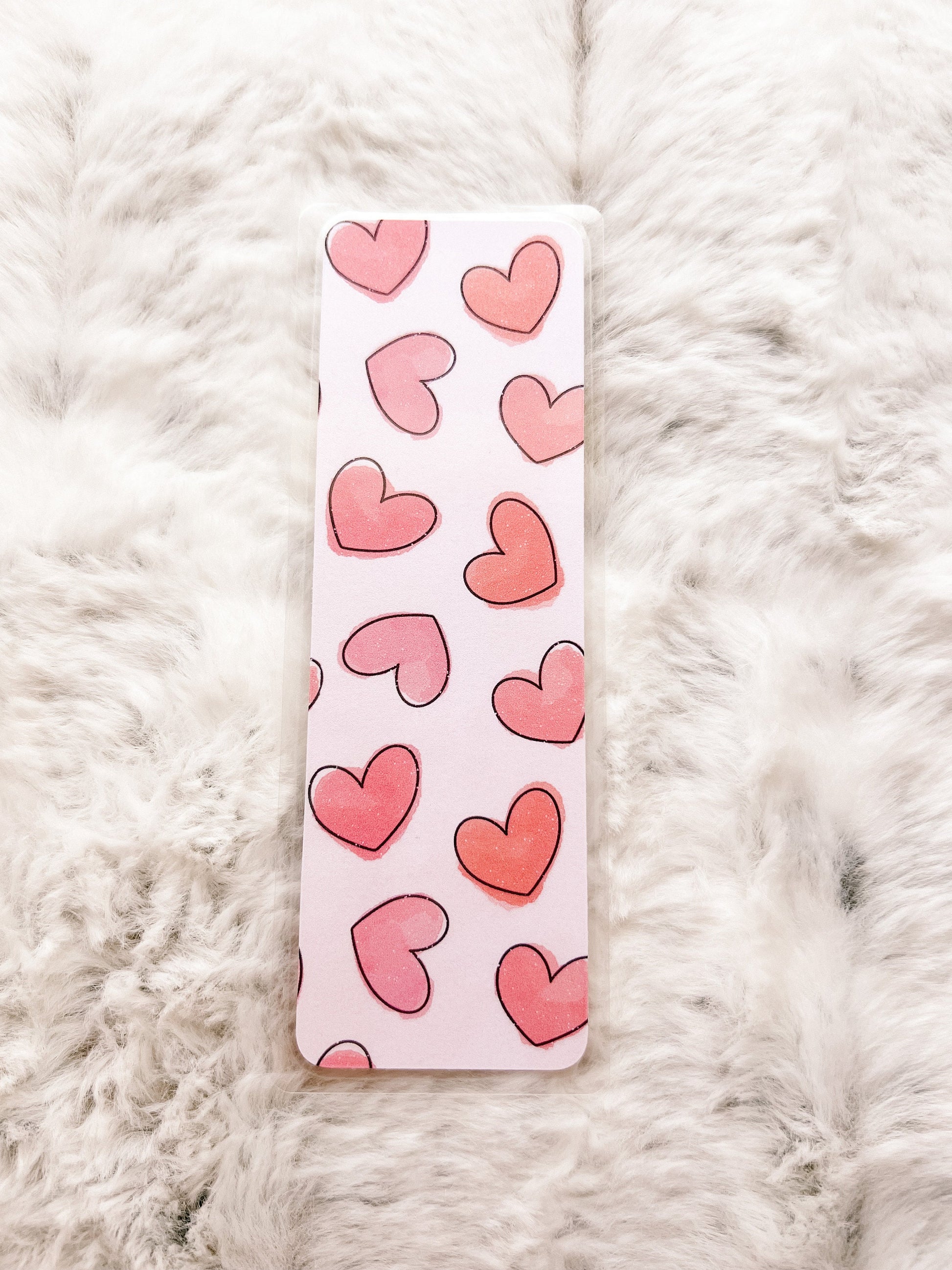 Pink Watercolor Hearts Bookmark | Valentine's Day Bookmark | Love Bookmark | Heart Bookmark | Bookworm Gift | Book Lover