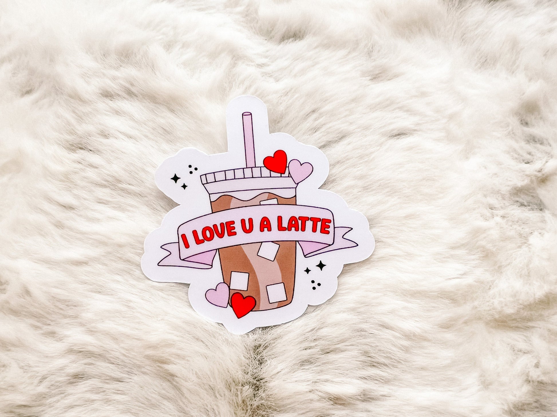 I Love U A Latte Coffee Sticker | Book Sticker | Reader Sticker | Cute Sticker | Sticker for E-Reader | Book Lover | Water Bottle Sticker