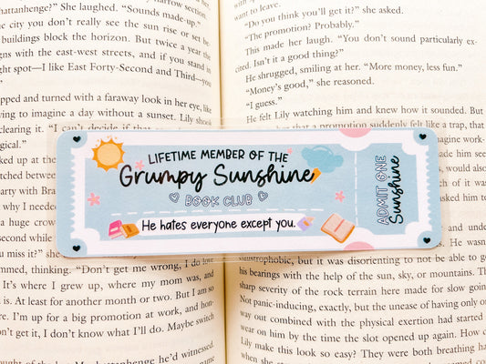 Grumpy Sunshine Book Club Bookmark | Book Lovers Bookmark | Laminated Bookmark | Bookworm Gift | Gift for Reader | Librarian Gift