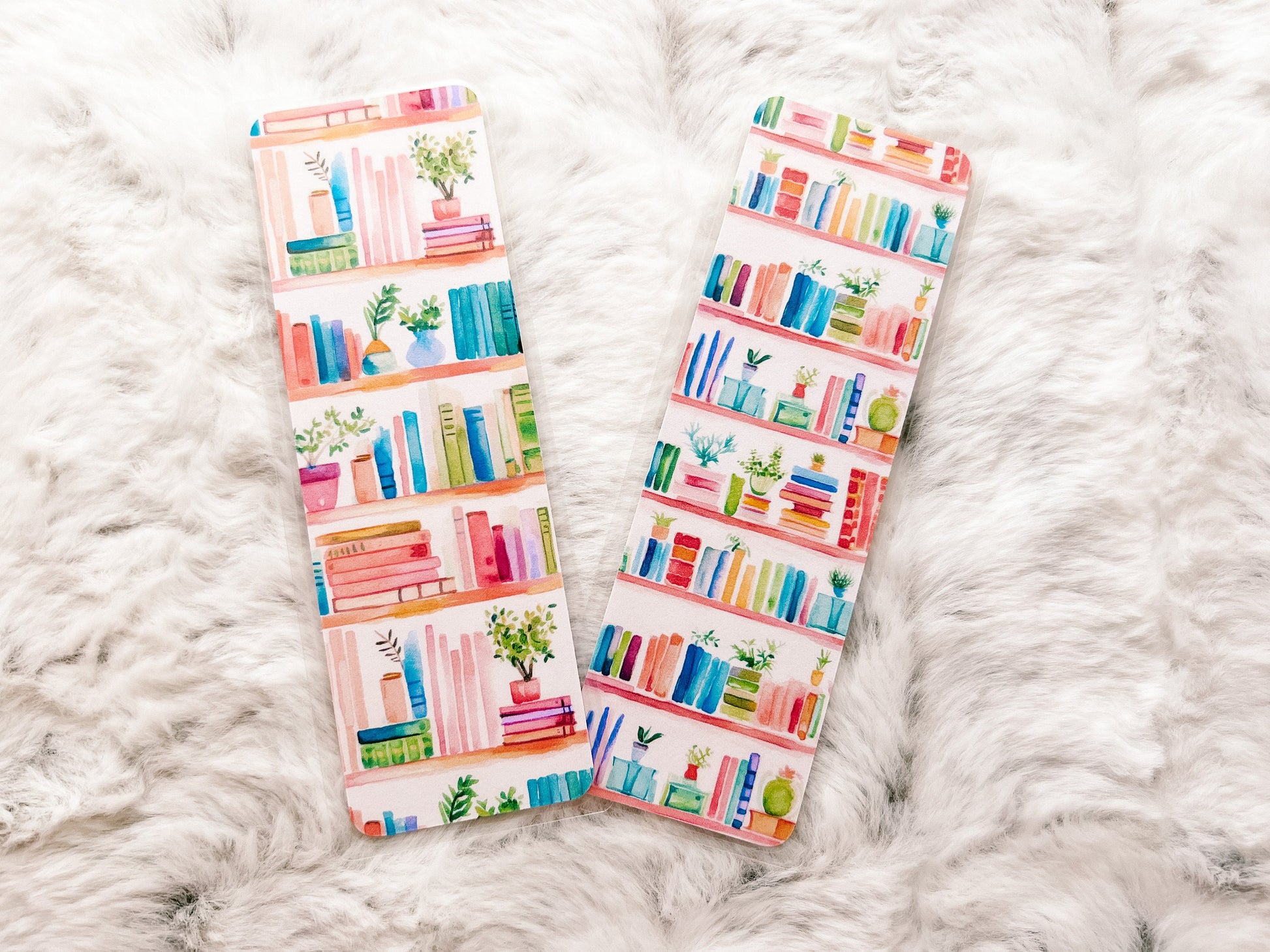 Bookshelf Books & Plants Bookmark | Book Lovers Bookmark | Laminated Bookmark | Bookworm Gift | Gift for Reader | Librarian Gift
