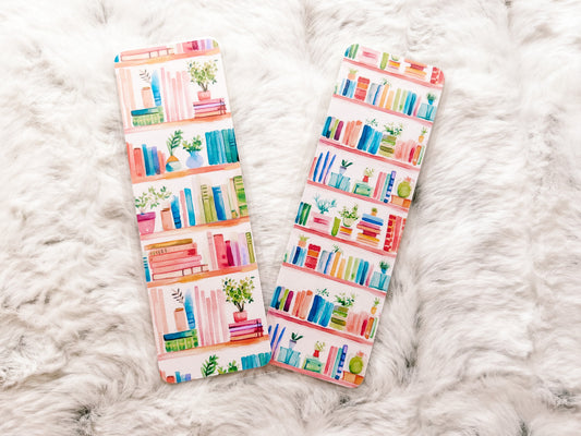 Bookshelf Books & Plants Bookmark | Book Lovers Bookmark | Laminated Bookmark | Bookworm Gift | Gift for Reader | Librarian Gift