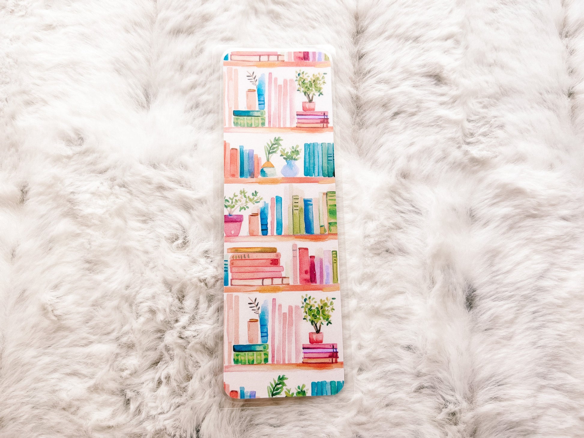 Bookshelf Books & Plants Bookmark | Book Lovers Bookmark | Laminated Bookmark | Bookworm Gift | Gift for Reader | Librarian Gift
