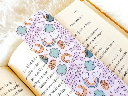 Lucky St. Patrick's Day Bookmark | St. Patrick's Day Bookmark | Spring Bookmark | Rainbow Bookmark | Bookworm Gift | Gold Bookmark