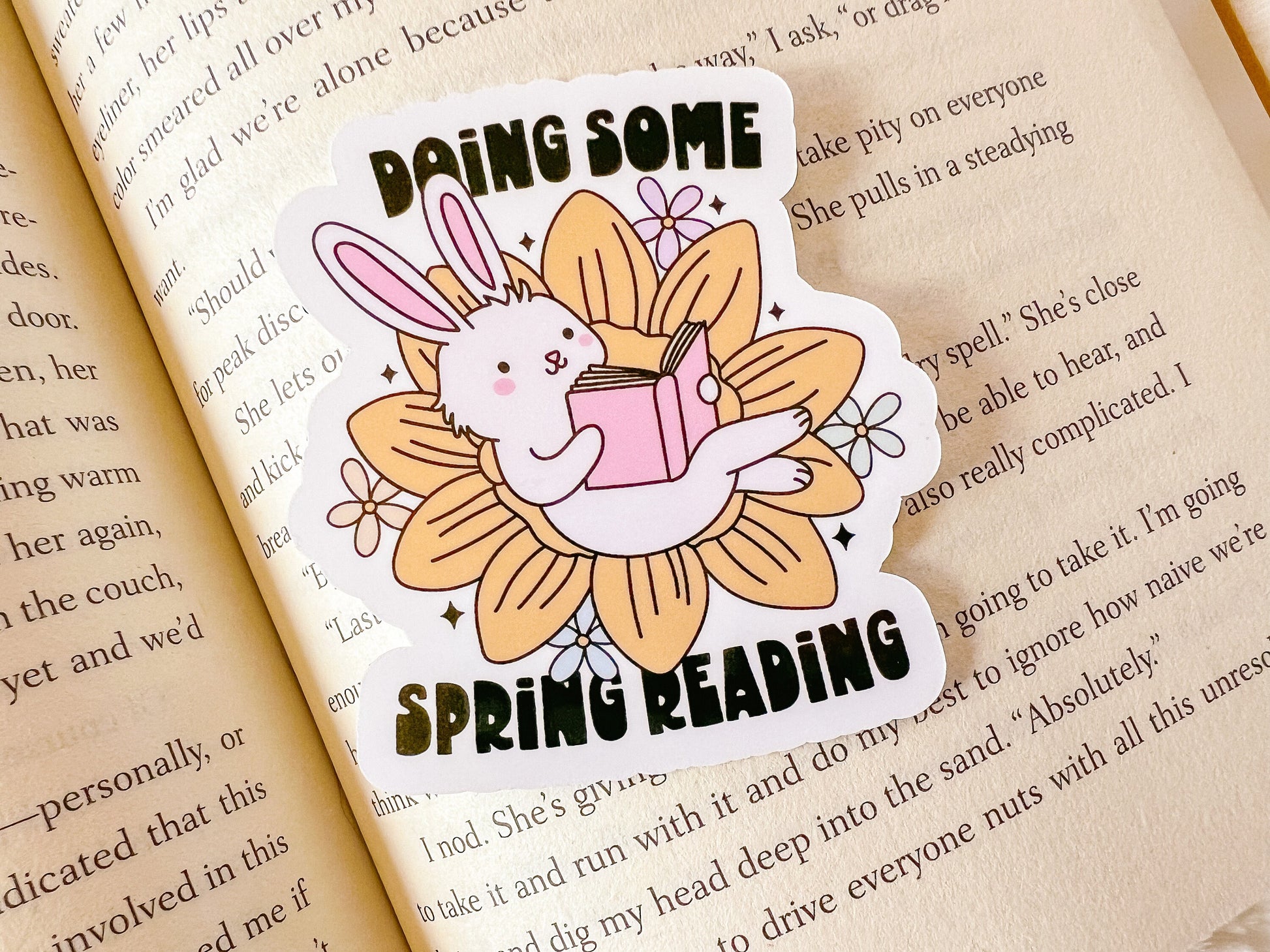 Bunny Spring Reading Easter Book Sticker | Reader Sticker | Bookworm Sticker | Reader Gift | Bookworm Gift | Die Cut Sticker | Book Sticker