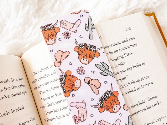 Highland Cowboy Boots Bookmark | Cactus Bookmark | Cowboy Romance Bookmark | Western Bookmark | Bookworm Gift | Book Lover | Cow Bookmark