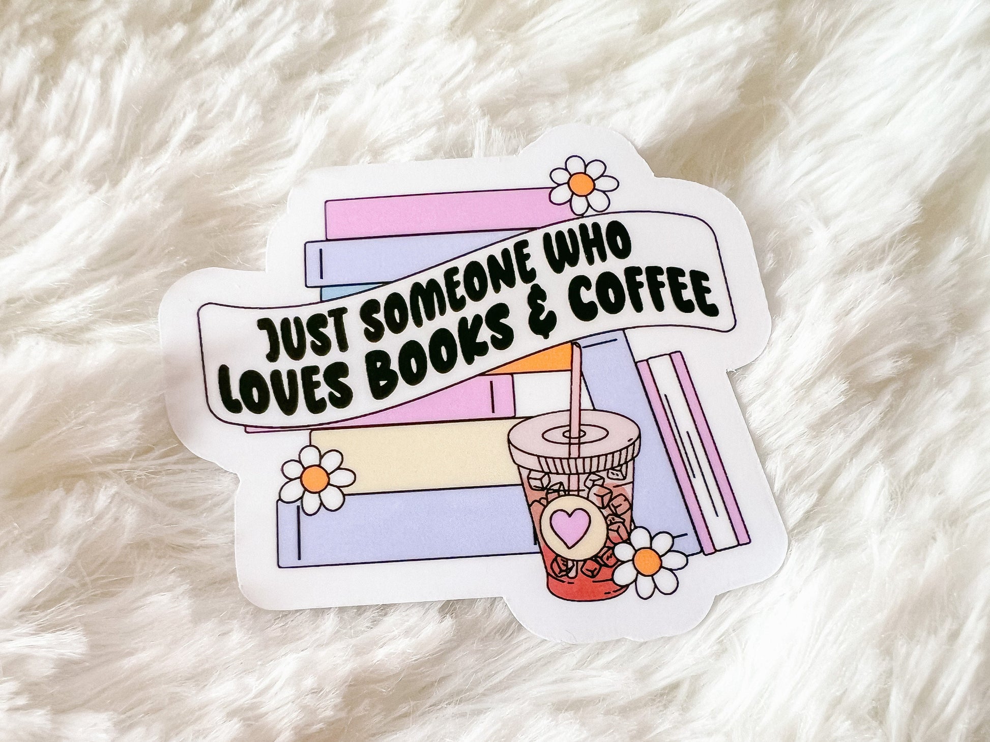 Books & Coffee Love Sticker | Reader Sticker | Book Stack Sticker | Gift For Reader | Coffee Sticker | Die Cut Sticker | Book Sticker