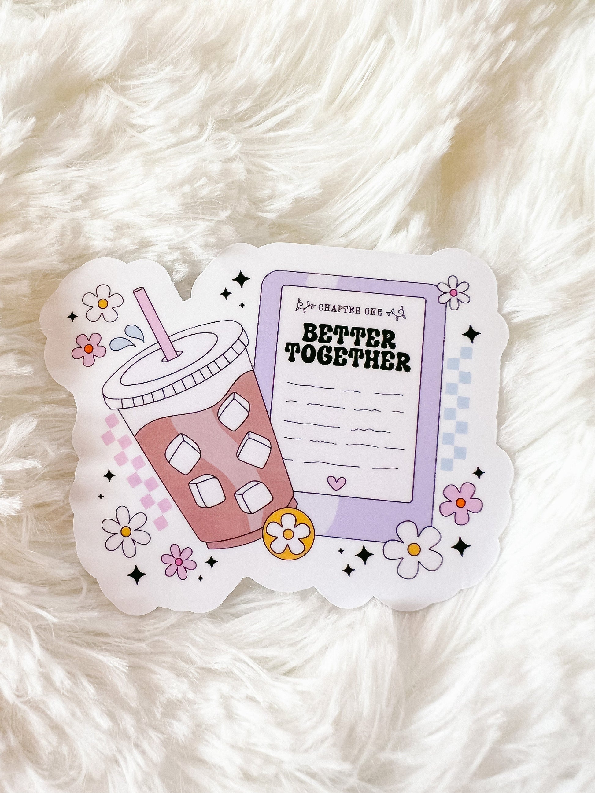 Iced Coffee & Books | Reader Sticker | Gift For Reader | Iced Coffee Sticker | Die Cut Sticker | Book Sticker