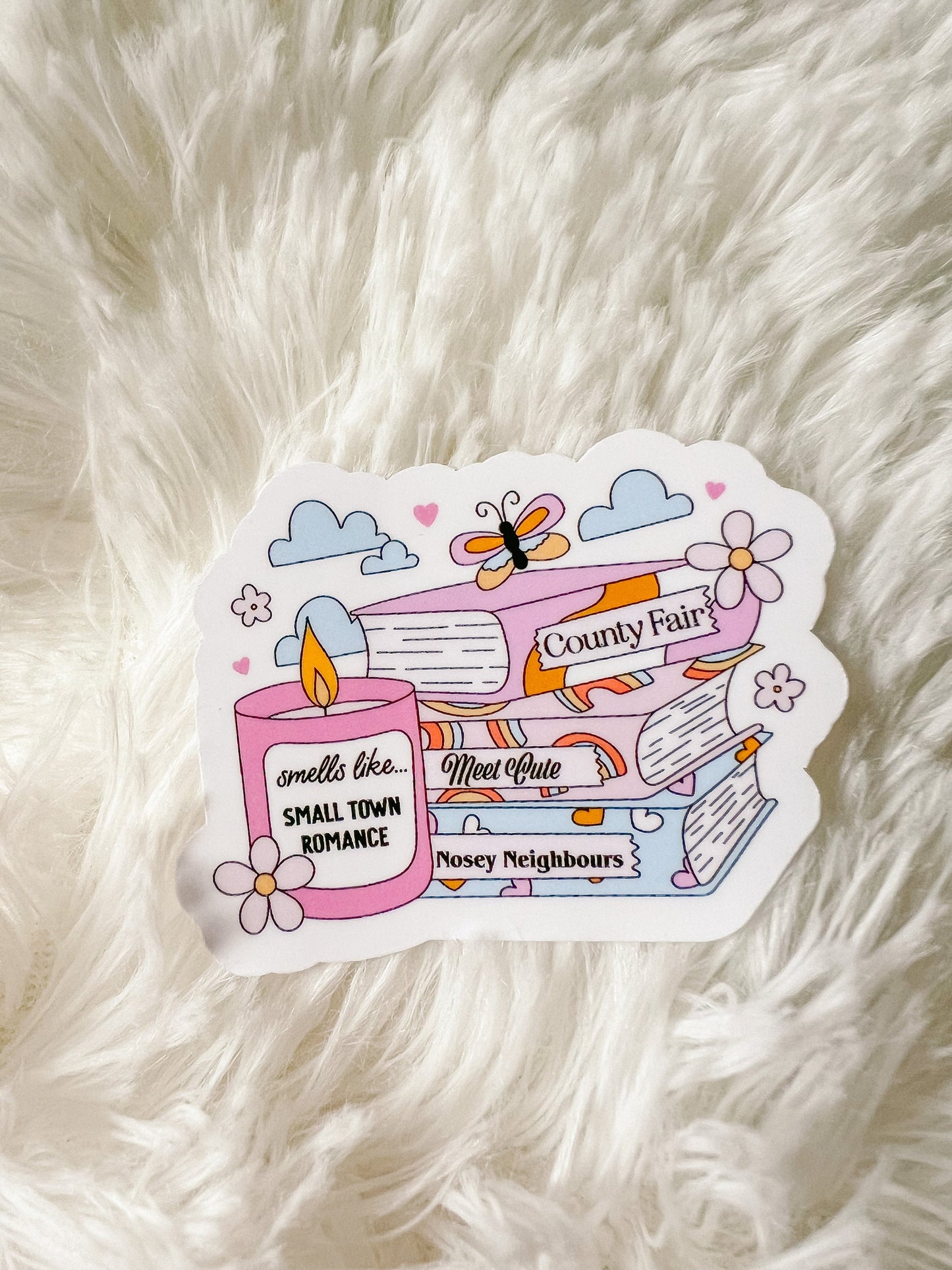 Small Town Romance Book Sticker | Reader Sticker | Book Stack Sticker | Gift For Reader | Coffee Sticker | Die Cut Sticker | Books Sticker