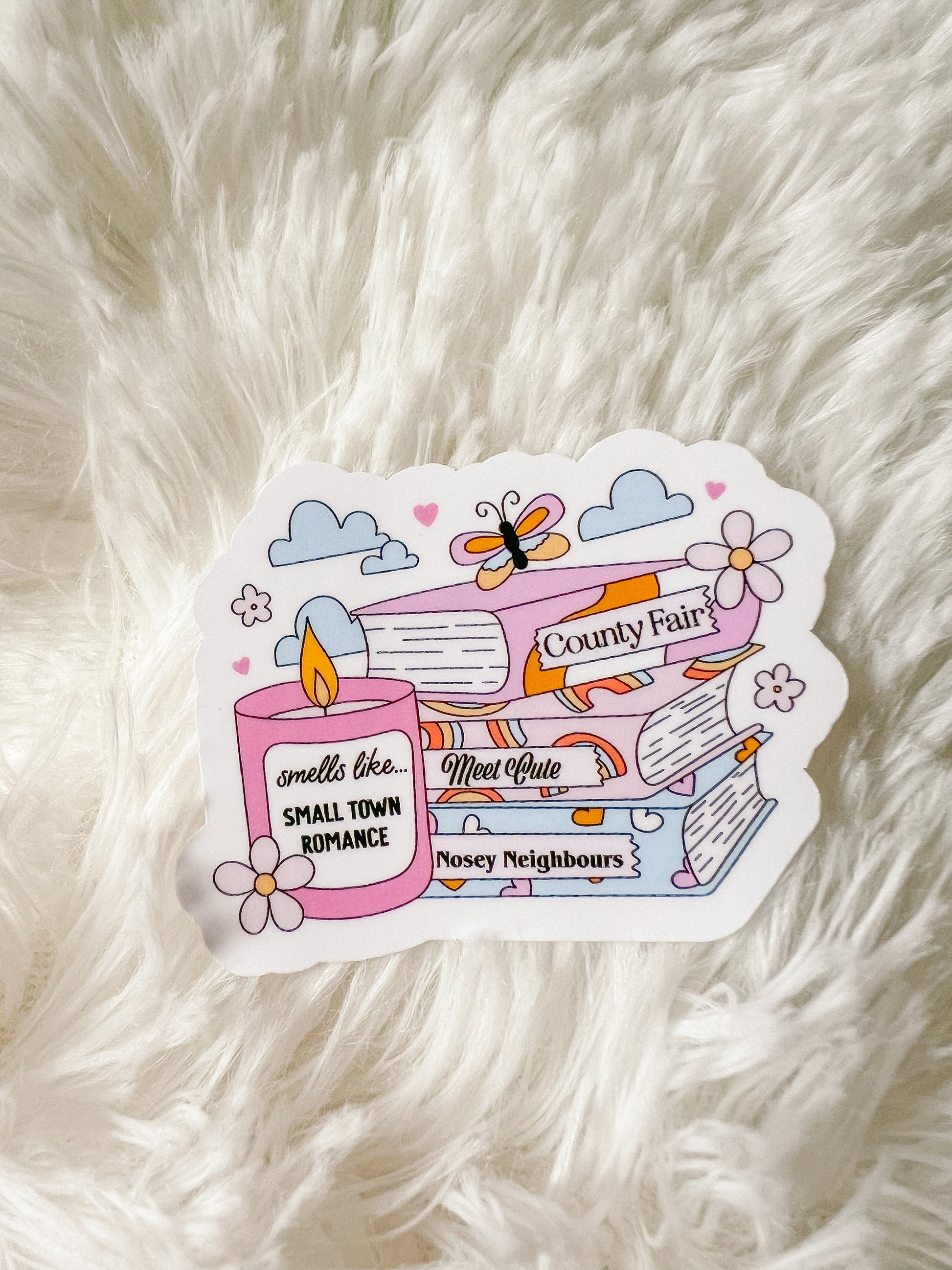 Small Town Romance Book Sticker | Reader Sticker | Book Stack Sticker | Gift For Reader | Coffee Sticker | Die Cut Sticker | Books Sticker
