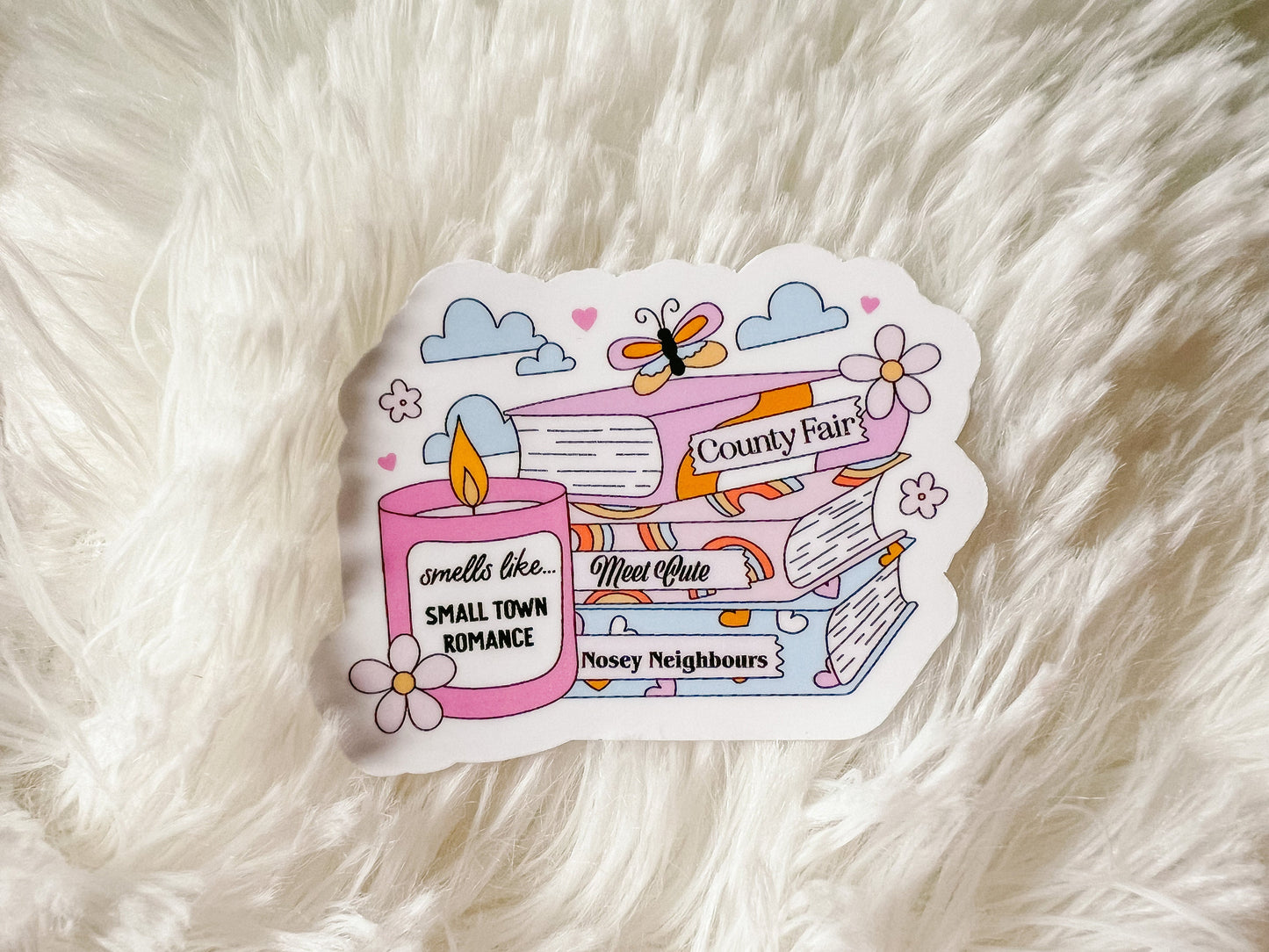 Small Town Romance Book Sticker | Reader Sticker | Book Stack Sticker | Gift For Reader | Coffee Sticker | Die Cut Sticker | Books Sticker