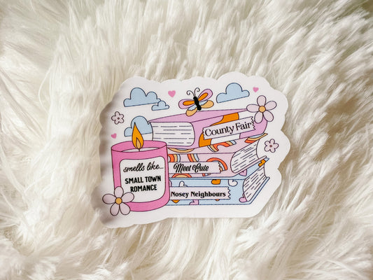 Small Town Romance Book Sticker | Reader Sticker | Book Stack Sticker | Gift For Reader | Coffee Sticker | Die Cut Sticker | Books Sticker
