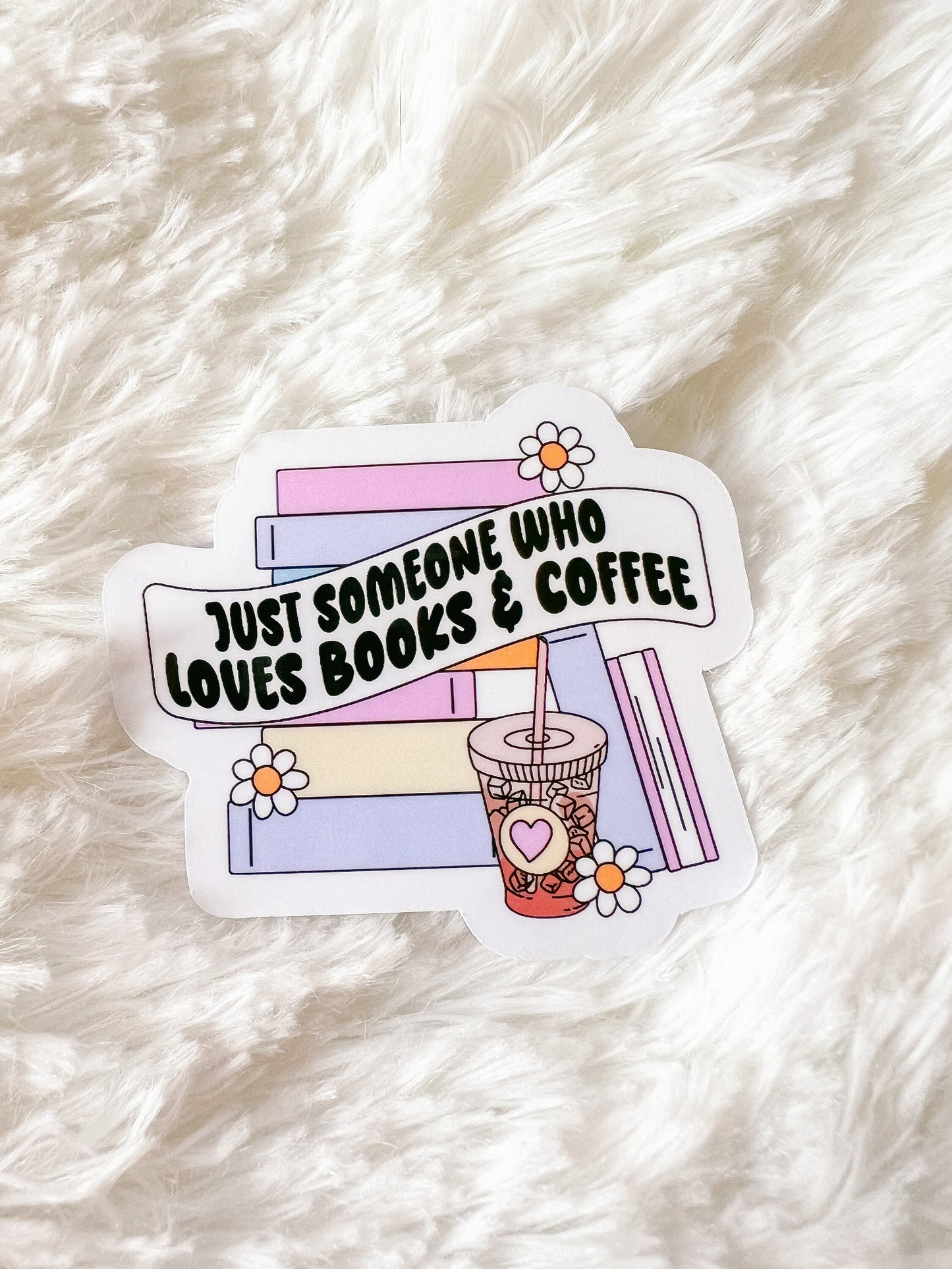 Books & Coffee Love Sticker | Reader Sticker | Book Stack Sticker | Gift For Reader | Coffee Sticker | Die Cut Sticker | Book Sticker