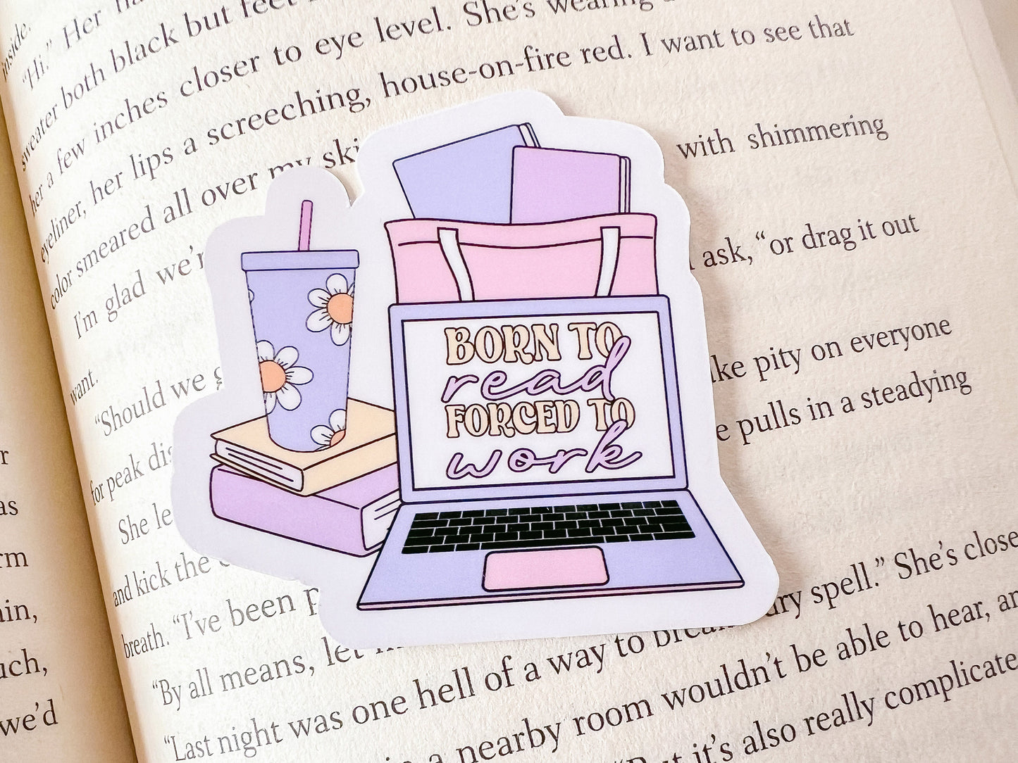 Born to Read Sticker | Reader Sticker | Gift For Reader | Iced Coffee Sticker | Die Cut Sticker | Book Sticker