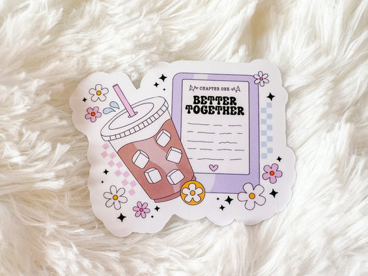 Iced Coffee & Books | Reader Sticker | Gift For Reader | Iced Coffee Sticker | Die Cut Sticker | Book Sticker